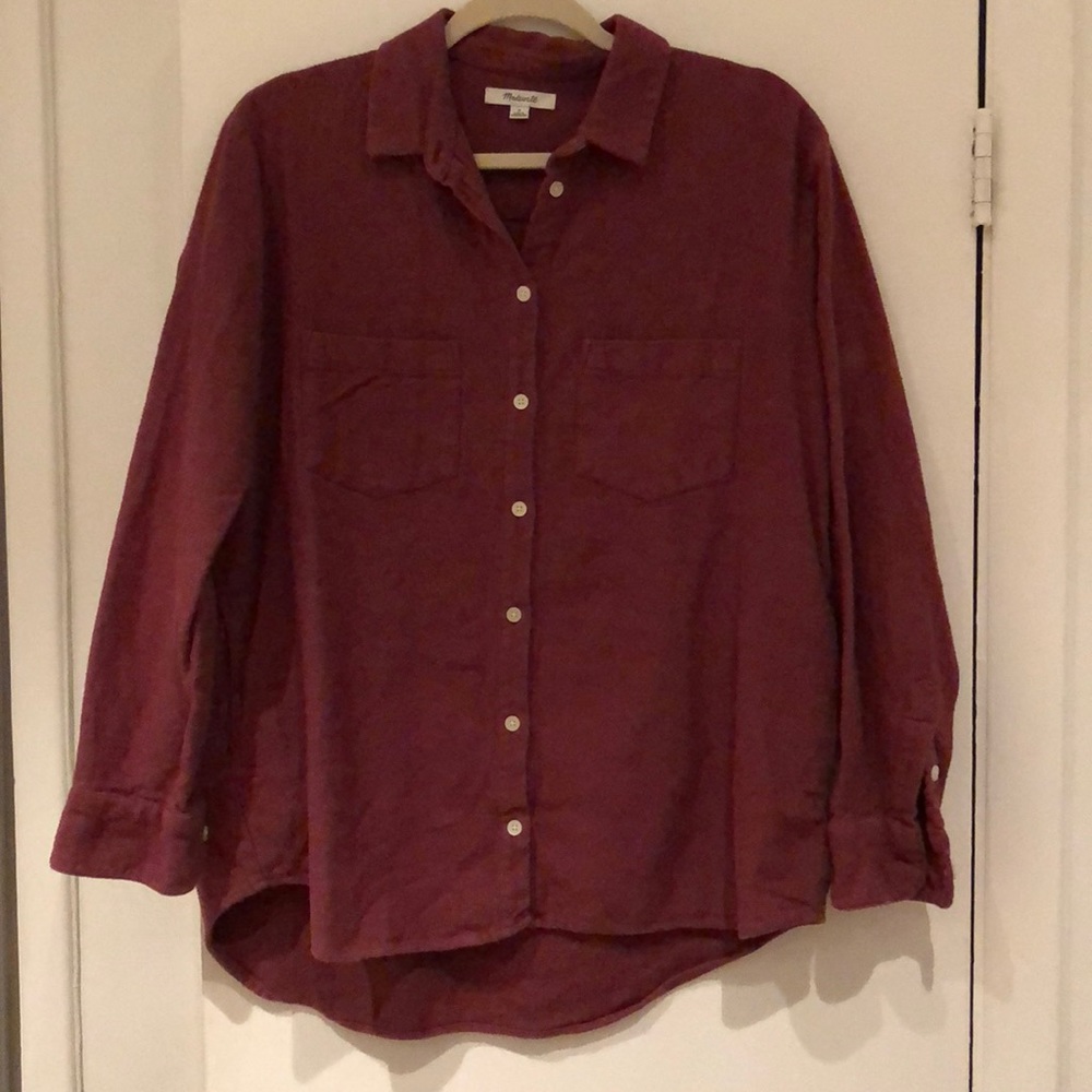 Madewell Sunday Shirt Burgundy Flannel oversize